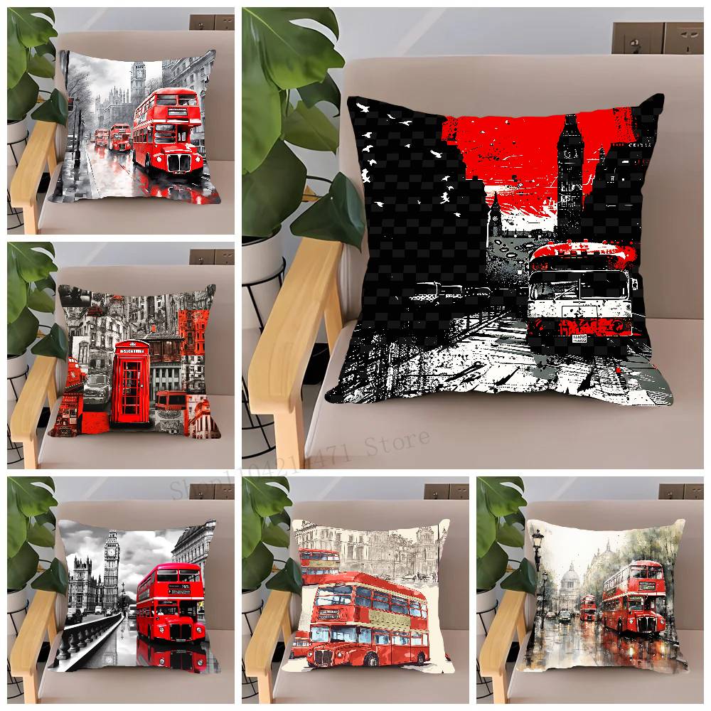Home Textiles London - Londen rode bus print kussensloop Home