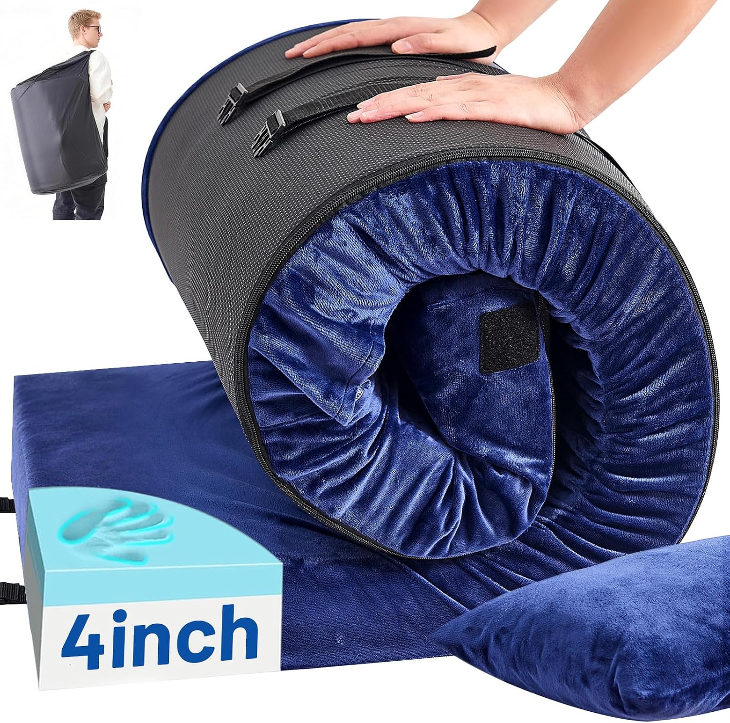 Memory Foam Topper - Memory Foam Camping Matras met Kussen