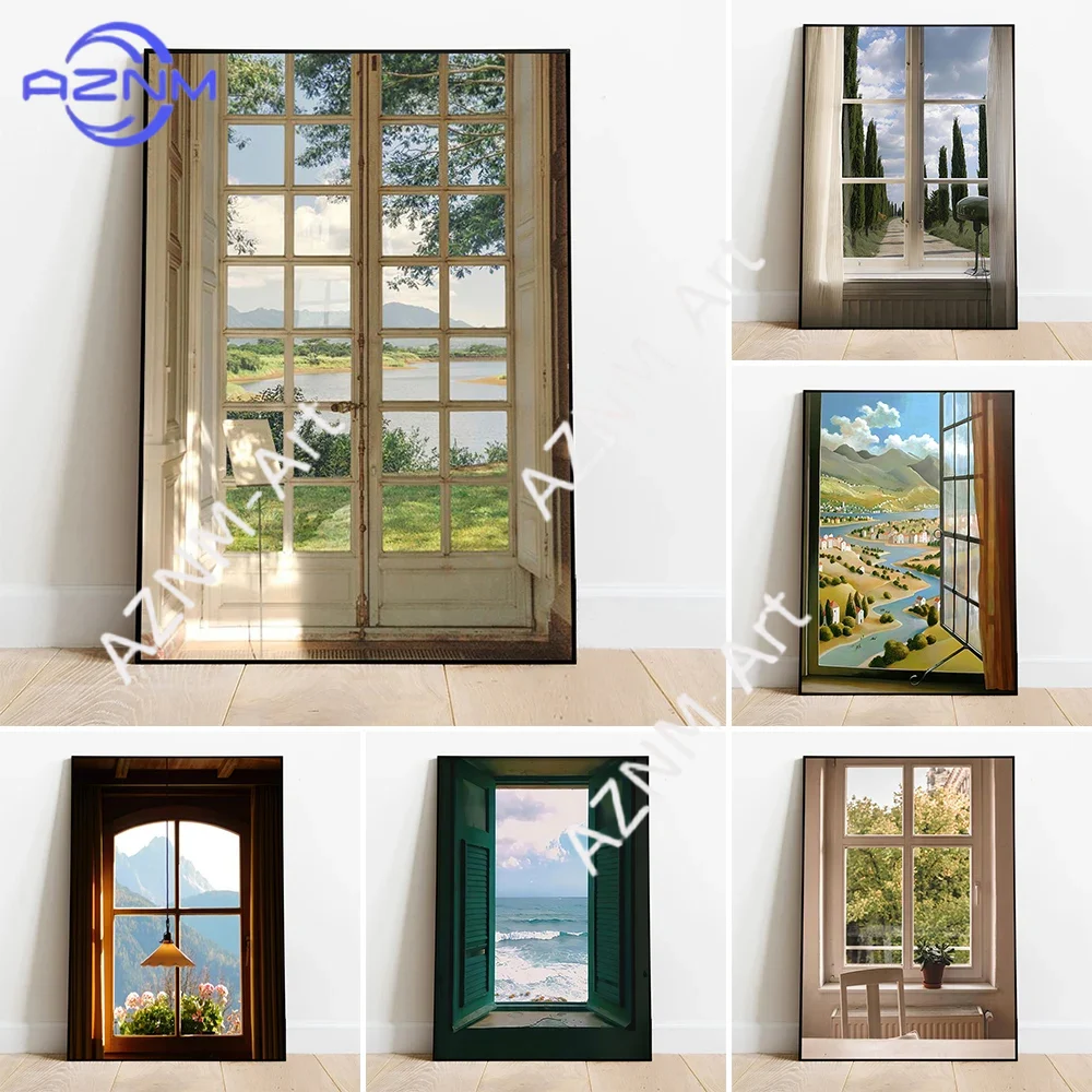 Home Textiles France - Groene landschappen Windows Wall Art Poster
