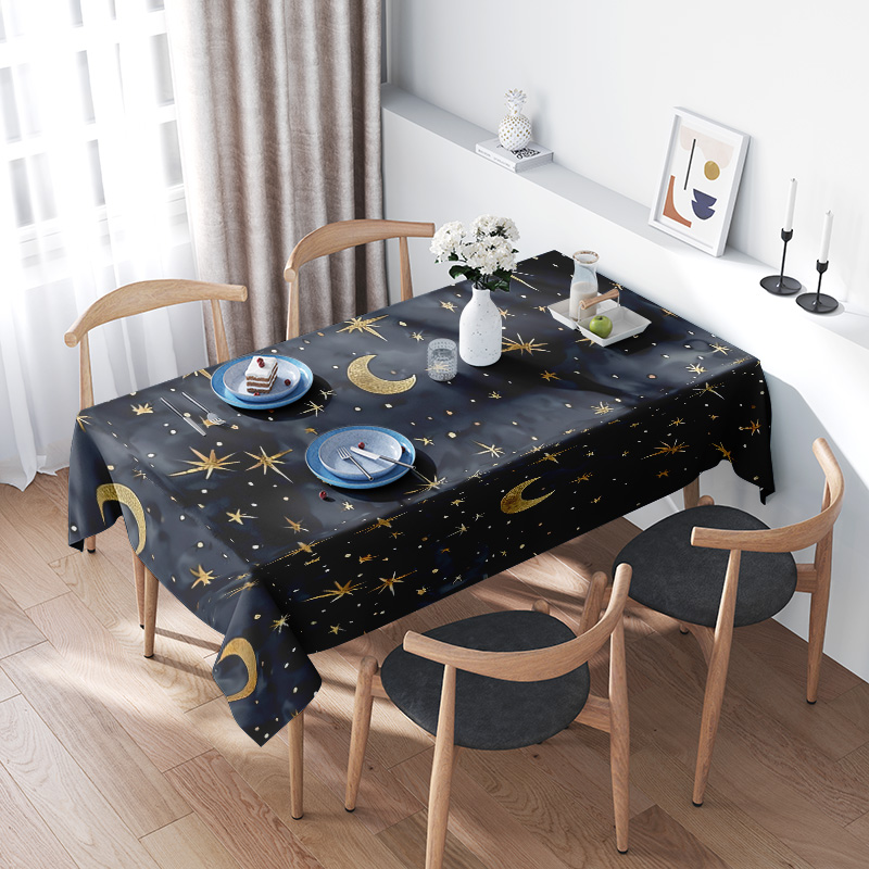 Home Textiles Com - Stijlvol donkerblauw sterren maan tafelkleed voor