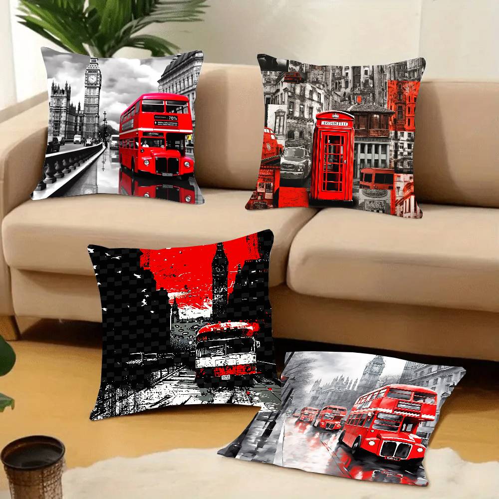 Londen rode bus print kussensl - Home Textiles London recensie en prijs