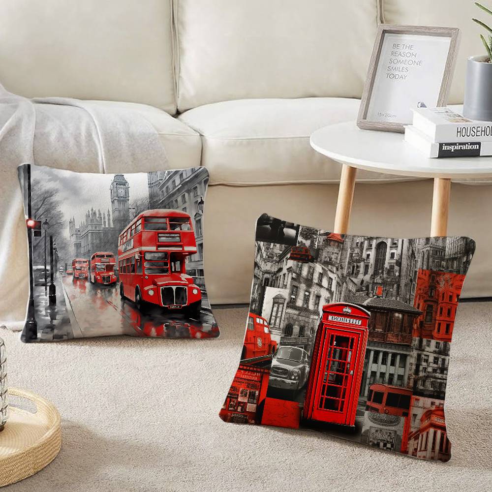 Londen rode bus print kussensl - Home Textiles London recensie en prijs