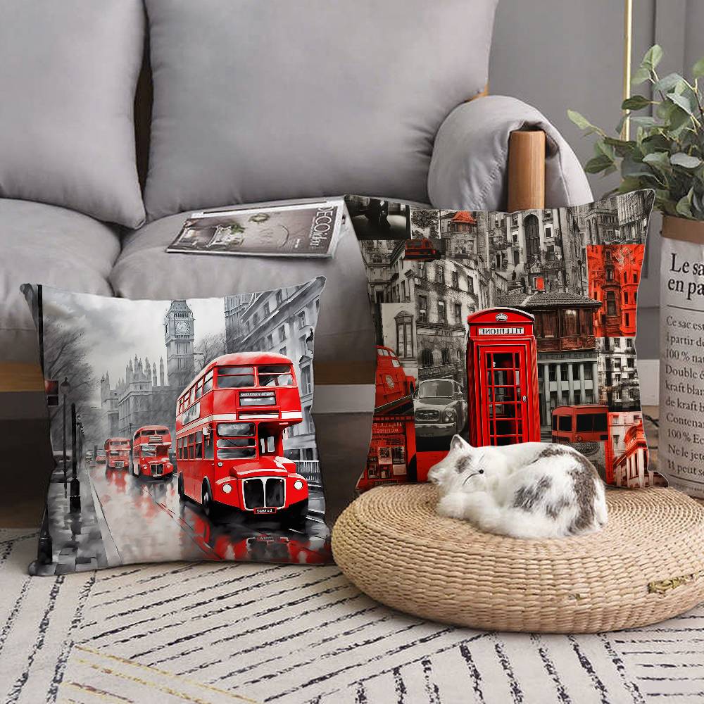 Londen rode bus print kussensl - Home Textiles London recensie en prijs