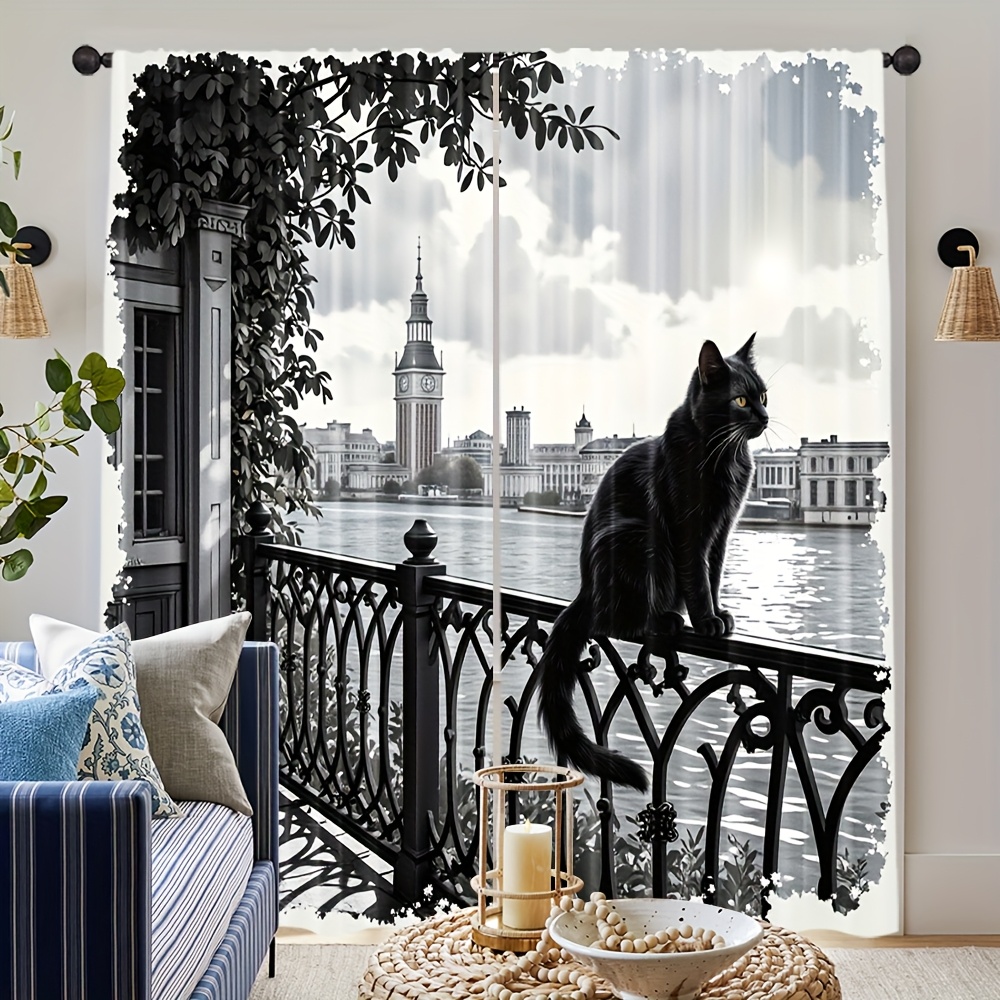 Zwarte Katten Gordijn, Balkonr - Home Textiles London recensie en prijs