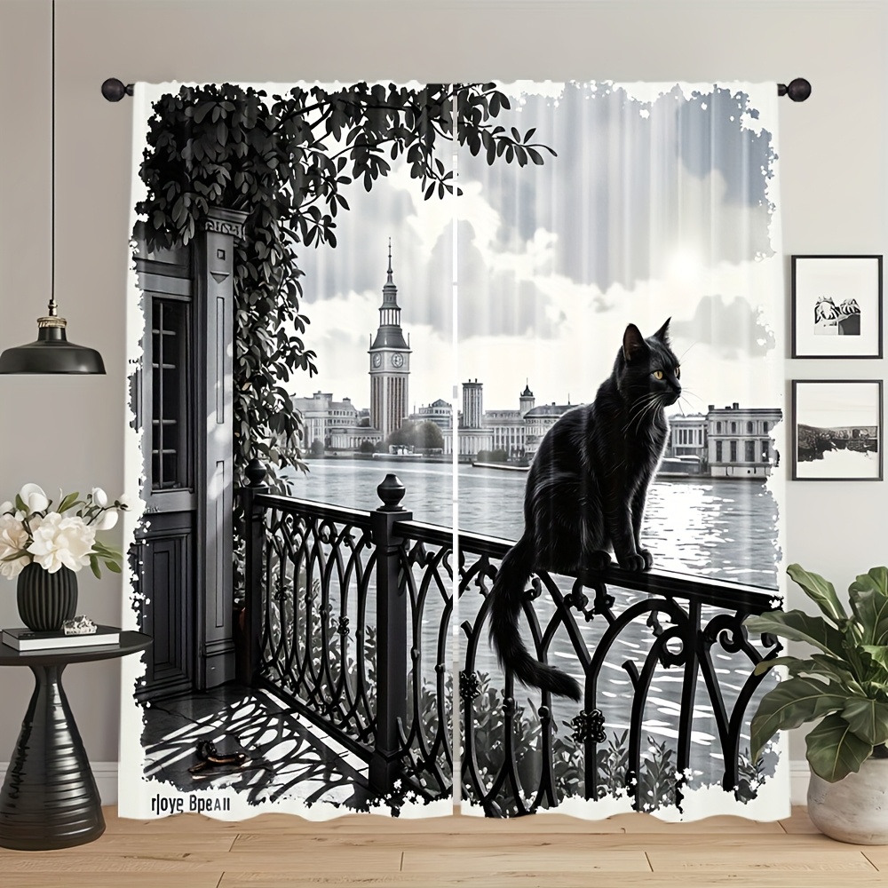 Zwarte Katten Gordijn, Balkonr - Home Textiles London recensie en prijs