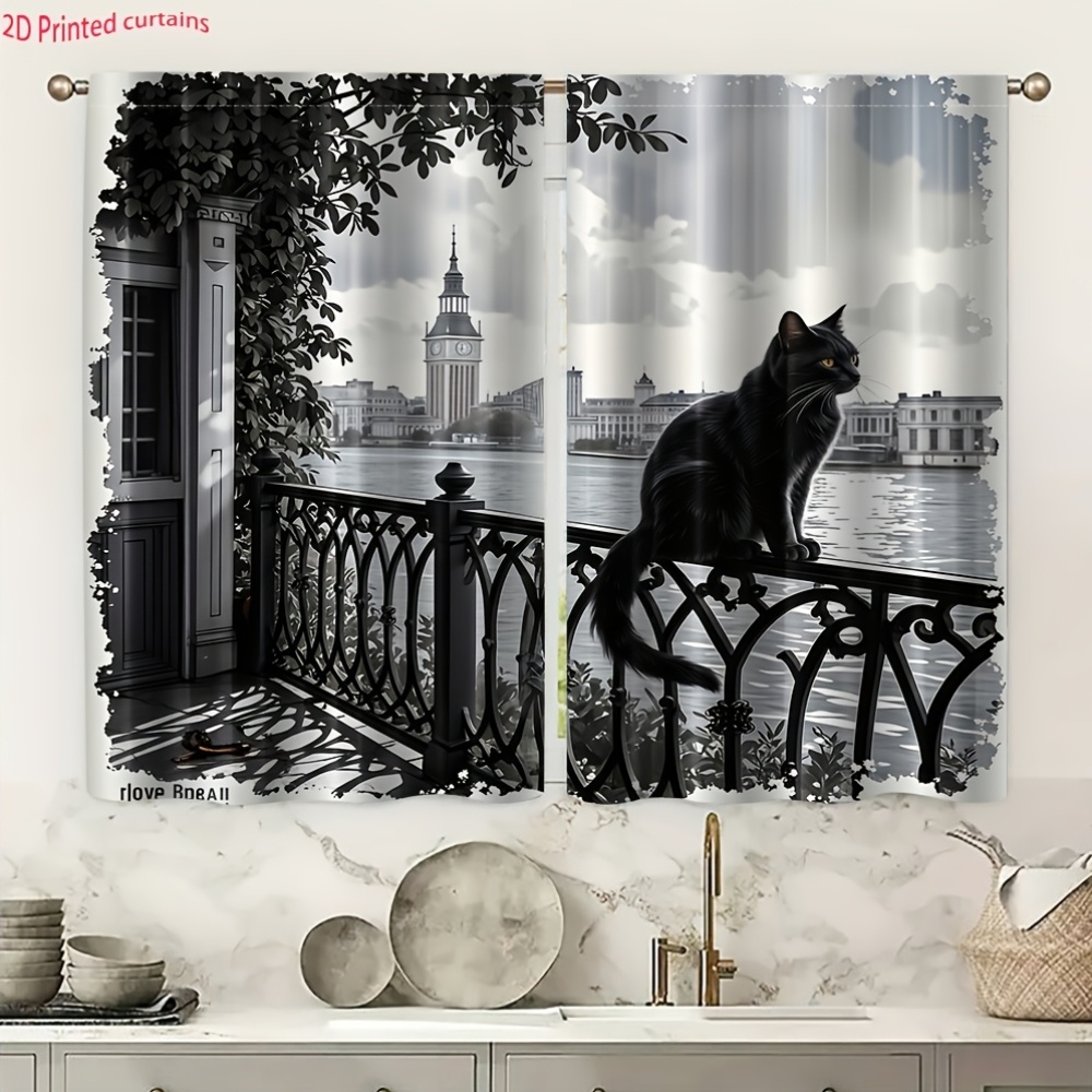 Zwarte Katten Gordijn, Balkonr - Home Textiles London recensie en prijs
