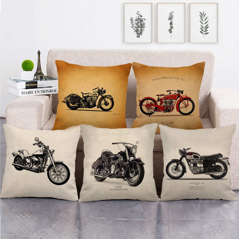 Retro motorfietspatroon in ind - Home Textiles Industry recensie en prijs