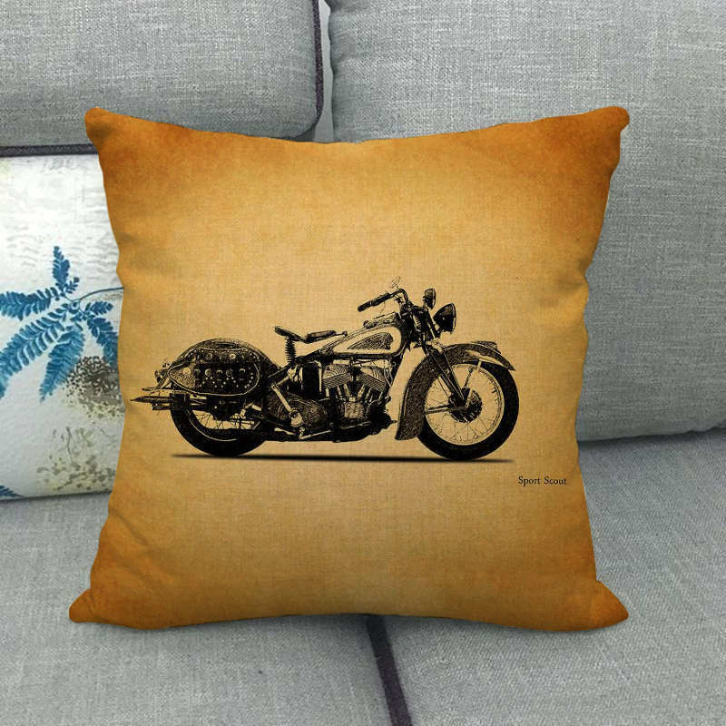 Retro motorfietspatroon in ind - Home Textiles Industry recensie en prijs